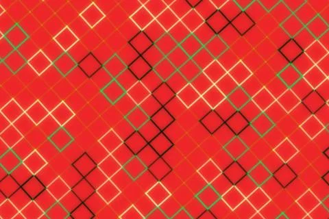 Red background with green, white, black diamond shapes pattern Illustrazione stock