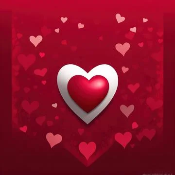 Red background with hearts and a white heart Illustration