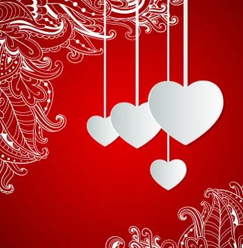 Red background with hearts Stock Illustration
