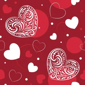 Red background with hearts Stock Illustration