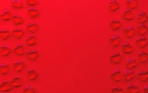 Red background with hearts pattern and copy space Stock Photos