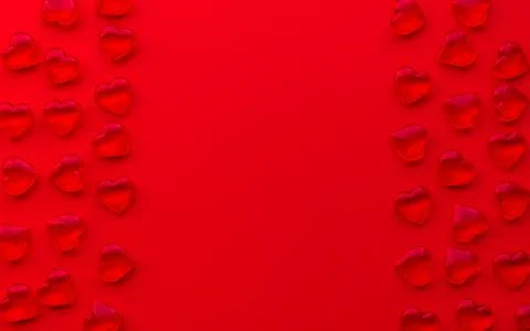 Red background with hearts pattern and copy space Stock Photos