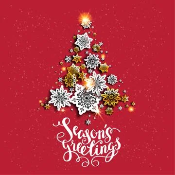 Red background holiday tree Illustrazione stock