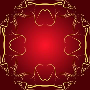 Red background illustration with golden frame for your text perf Stock Illustration