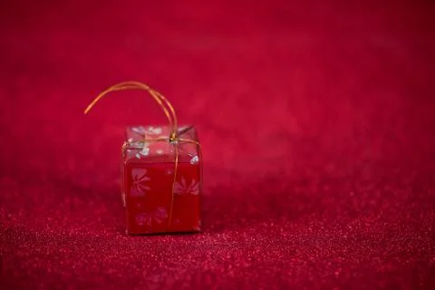 Red background image and gift box Valentine's Day concept 写真素材