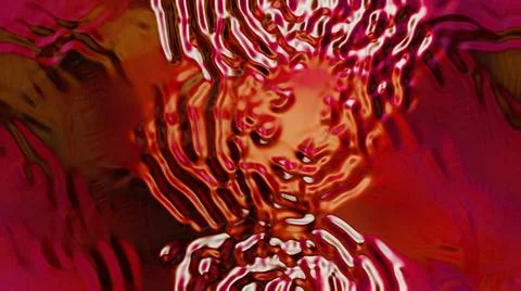 Red background with liquid textures. Beautiful wavy abstraction.  Stock Illustration