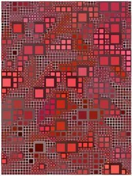 Red background made with circles and rounded squares Stock Illustration