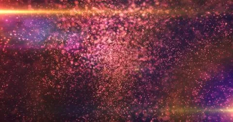Red background of many blurred circles with bokeh effect of energy magical .. Stock Illustration