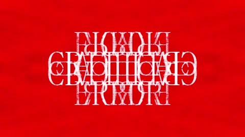 Red Background with Mirrored White Text Glitch Typography Abstract Loop 스톡 동영상 347450242