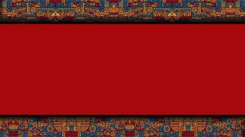 Red background with native american indigenous tribal geometric pattern bor.. Stock Illustration