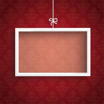Red background ornaments white frame Stock Illustration