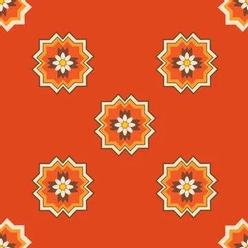 A red background with a pattern of flowers in various sizes イラスト素材