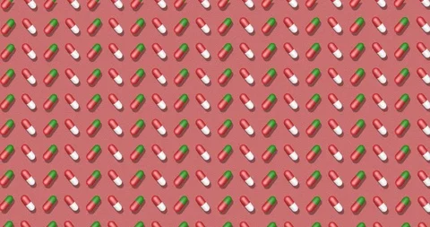 Red Background with pills. Backdrop with bright pattern for instagram, facebook Stock Footage 126042194