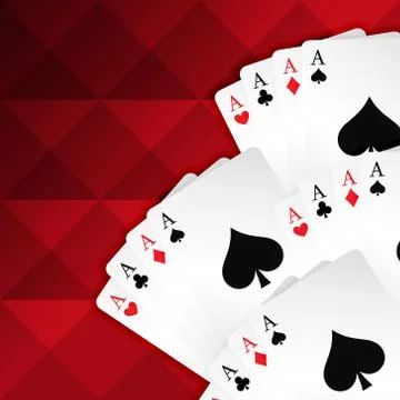 Red background with playing cards Stock Illustration