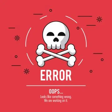 Red background poster with skull and bones error oops イラスト素材