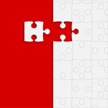 Red Background Puzzle. Jigsaw Puzzle Banner. イラスト素材