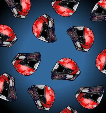 Red background racer helmet pattern Stock Illustration