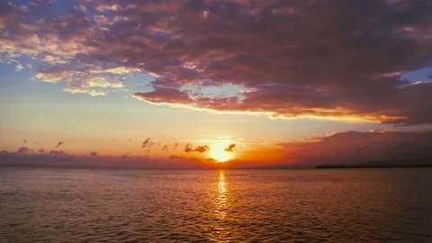 Red background of sea sunset, view from the beach. Reflection of the sun. Stock Footage 244699707