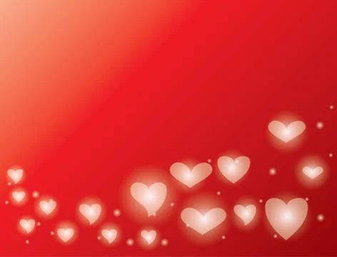 Red background with shiny hearts - vector valentines day Stock Illustration