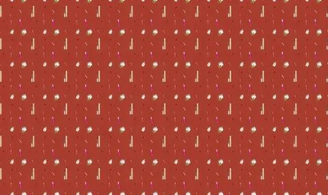 Red background with small white and yellow dots pattern Stock Illustration