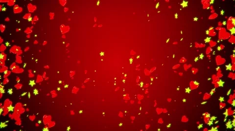 Red Background with stars and hearts Loop 1 Stock Footage