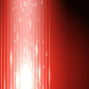 Red background with stream of binary code Illustration