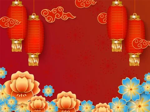 Red background template with empty space for celebrating Chinese New Year. 스톡 일러스트