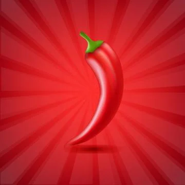 Red Background Texture With Sunburst With Hot Pepper Stock Illustration