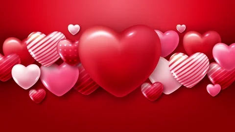 Red background on the theme of Valentine's Day. Abstract composition of 3D .. Stock Footage 297014455