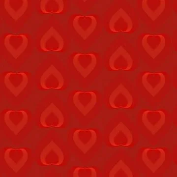 On a red background, there are small hearts made of many thin lines for pos.. Stock Illustration