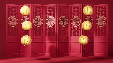 Red background with traditional chinese elements, lanterns, and patterns fo.. 스톡 동영상 332383285