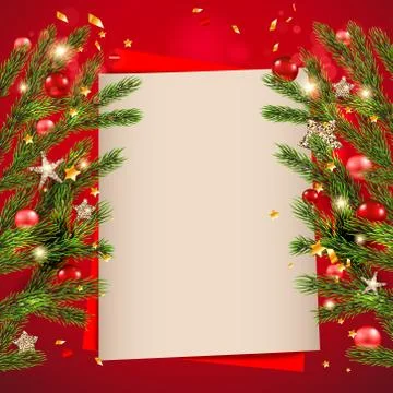 Red Background tree decor Illustrazione stock