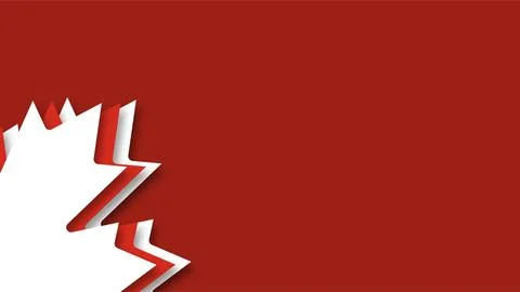 Red background with white 3d maple leaf symbol for canada day national back.. 库存插图