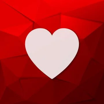 The red background with a white heart. Stock Illustration