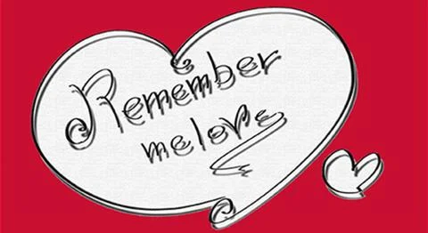 Red background with white heart With the scripture Remember me love Stock Illustration