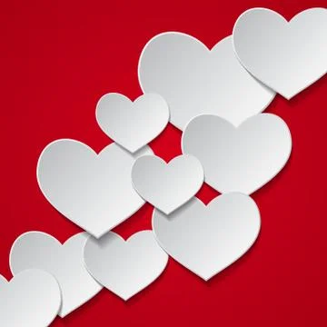 Red background with white hearts Stock Illustration