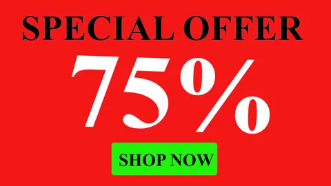 Red background with white text, 75% discount, and a shop now button Stock-Footage 281654380
