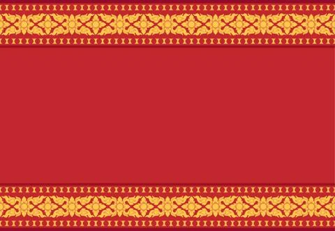 Red background with yellow Thai pattern, vector Stock Illustration