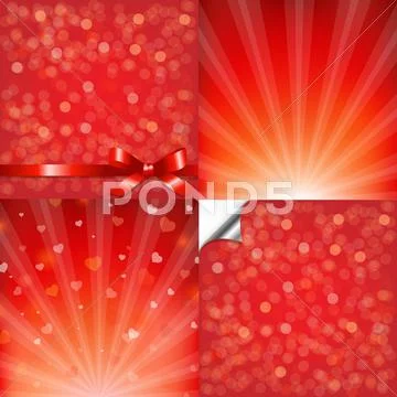 Red backgrounds set with bokeh Stock Illustration