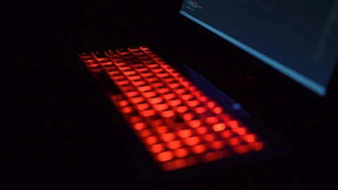 Red backlit keyboard Stock Footage 85760767