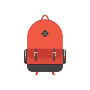 Red backpack isolated on white background Stock Illustration