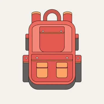 Red backpack isolated on white background. flat style trendy modern vector Stock Illustration