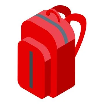 Red backpack standing up isometric illustration Stockillustratie