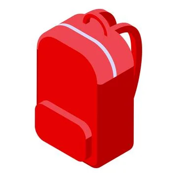 Red backpack standing upright waiting to be used for school Stock Illustration