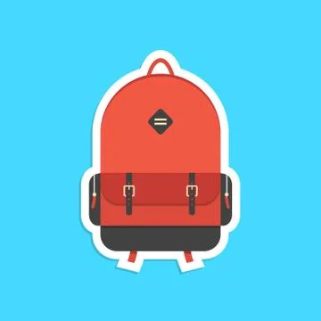 Red backpack sticker with shadow Stock Illustration