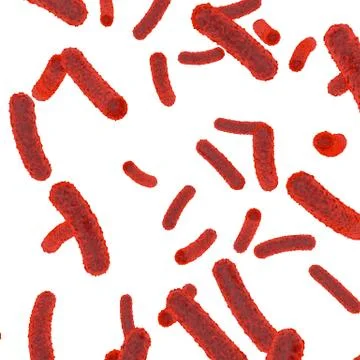 Red bacteria inside the body on a white isolated background Stock Illustration