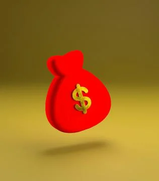 Red bag with a dollar 3d illustration Stock Illustration