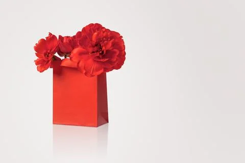 Red bag with flowers Stock Photos