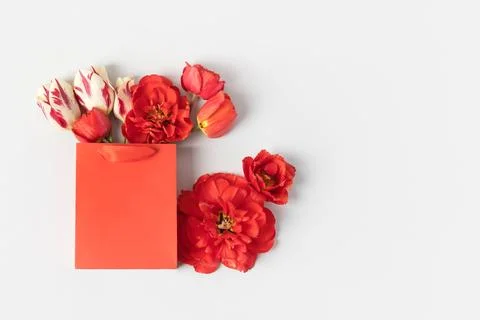 Red bag with flowers Stock Photos