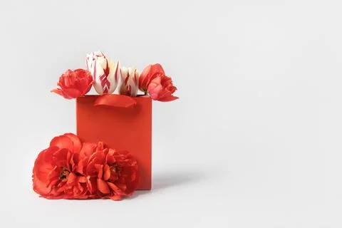 Red bag with flowers Stock Photos